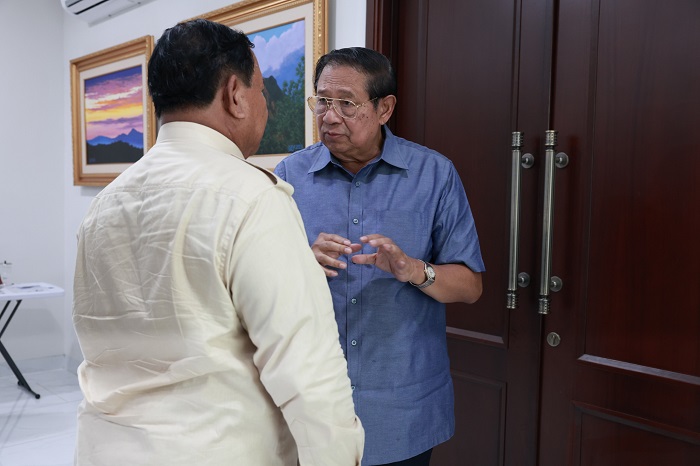 Calon Presiden Prabowo Subianto bersilaturahmi dengan Susilo Bambang Yudhoyono (SBY) di Pacitan, Jawa Timur. (Dok. Tim Media Prabowo)