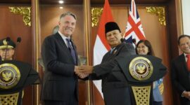 Menteri Pertahanan RI Prabowo Subianto menerima kunjungan Wakil Perdana Menteri yang sekaligus menjabat sebagai Menteri Pertahanan Australia, Richard Marles di kantor Kemhan RI,. (Dok. Tim Media Prabowo)