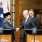 Menteri Pertahanan RI sekaligus presiden terpilih 2024-2029 Prabowo Subianto bersma Perdana Menteri (PM) Australia Anthony Albanese. (Dok. Tim Media Praowo)