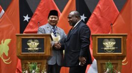 Menteri Pertahanan Prabowo Subianto&nbsp;bertemu Perdana Menteri (PM) James Marape. (Dok. Tim Media Prabowo)


