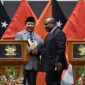 Menteri Pertahanan Prabowo Subianto&nbsp;bertemu Perdana Menteri (PM) James Marape. (Dok. Tim Media Prabowo)

